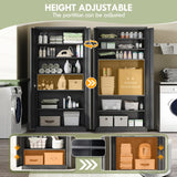 RAVIGIN Metal Garage Storage Cabinet with Lock, 71" Locking Tool Cabinet with 2 Doors and 5 Adjustable Shelves, Tall Steel Cabinet Garage for Home,Office,Warehouse，School (Black) RAVIGIN