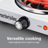 Proctor Silex Electric Stove, Single Burner Cooktop, Compact and Portable, Adjustable Temperature Hot Plate, 1200 Watts, White & Stainless (34106) Proctor Silex