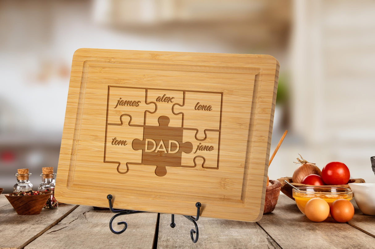 Personalized Dad Chopping Boards for Father's Day, Dad Cutting Boards with Kids Names Customized, BBQ & Grill Cutting Board gifts for Dad IKAY Design