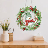 Diymood DIY Hanging Diamond Art Kits for Adults Christmas, Diamond Painting Kit Pendant Special Shaped Double Sided Acrylic Sun Catcher Board Wreath Pendants Canvas Window Wall Decor 8 x 8 Inch Diymood