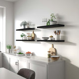 GXYAWPJ Wood Floating Shelves for Wall, Rustic Black Wall Shelves for Bedroom, Set of 4 GXYAWPJ