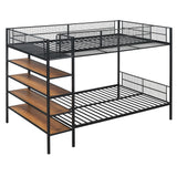 RuiSiSi Twin Over Full Metal Bunk Bed with Storage, Heavy-Duty Metal Bunk Bed with Storage Shelves Headboards for Kids Teens Adults, Safety Guard & Ladder, No Box Spring Needed, Black RuiSiSi