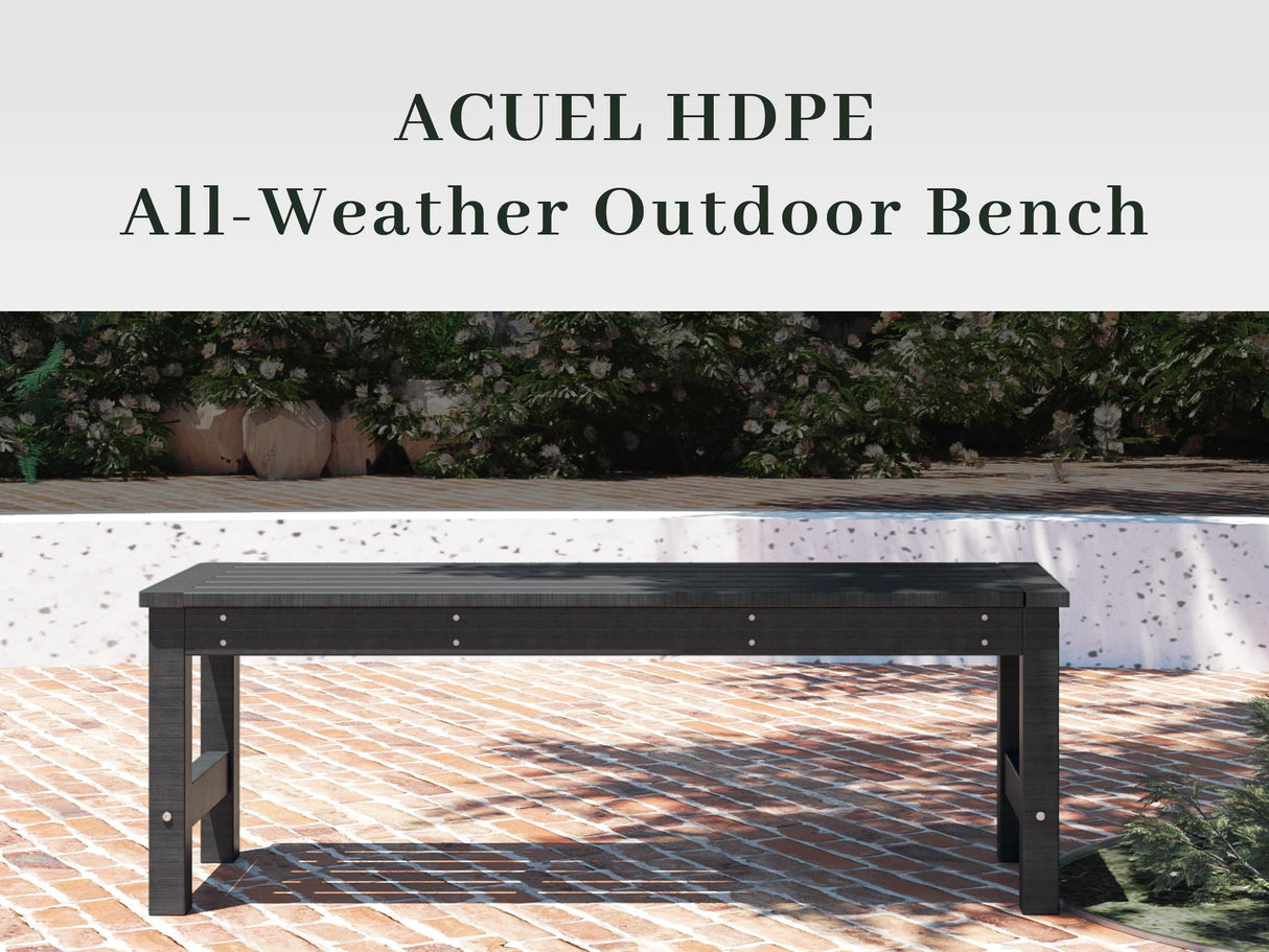 ACUEL 48" HDPE Outdoor Bench, All-Weather & Fade-Resistant 2-Person Garden Bench, Low Maintenance Patio Bench for Garden, Porch & Patio,Black ACUEL