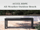 ACUEL 48" HDPE Outdoor Bench, All-Weather & Fade-Resistant 2-Person Garden Bench, Low Maintenance Patio Bench for Garden, Porch & Patio,Black ACUEL
