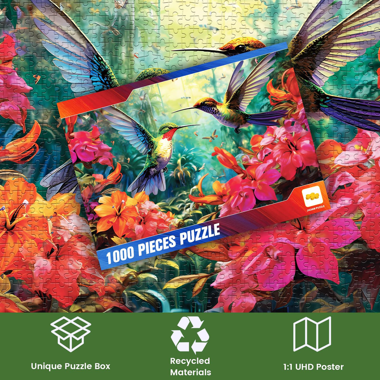 1000 Piece Puzzle for Adults - Hummingbird Garden | Wooden Jigsaw Puzzles 1000 Pieces | Decorations DIY Leisure Game Toy Gift for Family Friends| Difficult Puzzles Size 29 x 20 inches najiaxiaowu