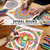 FUN LAVIE Adult Coloring Book 32 Mandala Coloring Books for Adults Relaxation and Teens Stress Relief, Featuring Mandalas Insect & Bloom Patterns for Women Mindfulness, Spiral Bound FUN LAVIE