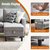 Pingliang Home Sectional Sofa Couches for Living Room, Modular 3 Seats Sectional Sofas L Shaped Couch with Storage and Reversible Chaise, Linen Fabric, 79" (Light Grey) Pingliang Home