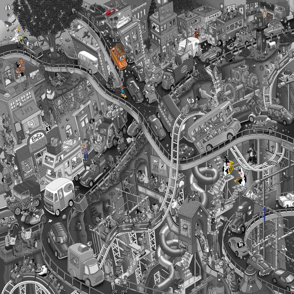 Springbok - Getting Away - 1000 Piece Jigsaw Puzzle- Cartoon Illustration of Transportation to Challenge Your Brain Springbok