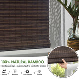 LazBlinds Cordless Bamboo Roman Shades, Privacy Blinds for Interior Windows, Room Darkening Roll Up Bamboo Blinds for Home & Patio, 32.5" W x 64" H, BDP-Espresso LazBlinds