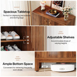Tribesigns 5-Tier Shoe Cabinet with Round Louvered Doors, 20 Pairs Farmhouse Shoe Storage Cabinet with Adjustable Shelves, Freestanding Shoe Rack Organizer for Entryway, Hallway, Living Room, Brown Tribesigns