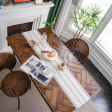 Alynsehom Macrame Table Runner Cream Beige Boho Table Runners with Tassels Hand Woven Cotton Table Runner Rustic Farmhouse Table Runners for Bohemian Kitchen Dining Table(12x71in) Alynsehom