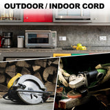 EP 50 Ft Outdoor Extension Cord with 3 Electrical Power Outlets - 16/3 SJTW Black Cable with 3 Prong Grounded Plug for Safety Great for Christmas Lights, Garden and Major Appliances EP