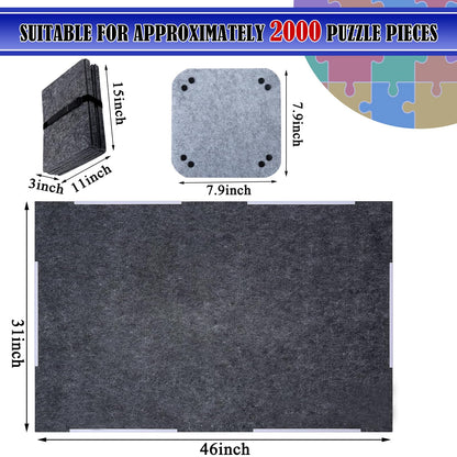 Jigsaw Puzzle Board,Folding Jigsaw Puzzle Mat,Large Puzzle Board with 6 Sorting Trays, Portable Puzzle Board Puzzle Pad for Adults and Kids(2000)