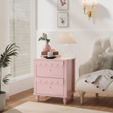 Pink Nightstand Set of 2 with 2 Drawers, Modern Night Stand Set 2 with Petal Pattern for Bedroom, Side End Table Scalloped Bedside Night Tables with Solid Wood Legs Anbuy