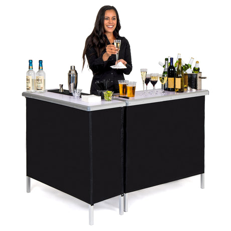 GoBar Portable Double Bar Table Set - Mobile Bartender Station for Events - Includes Carrying Case - Standard or LED GoPong