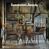 JOIVI Outdoor Patio Wicker Chairs Set of 2, Rattan Dining Chairs with Cushion and Armrest, Porch Chairs Outdoor Seating with Iron Frame, Balcony Furniture for Apartments, Lawn, Backyard, Garden, Black JOIVI