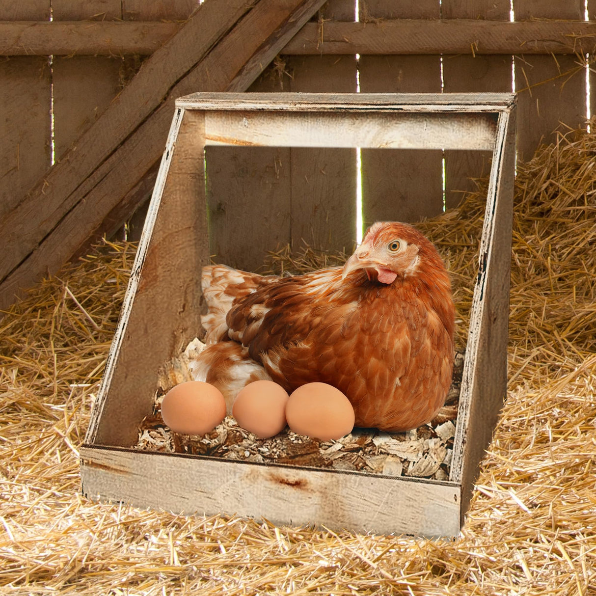 Farm Innovators Single Compartment Versatile Hand Crafted Fully Assembled Wood Nesting Box Coop Ideal for Chicken, Ducks, and Birds Farm Innovators