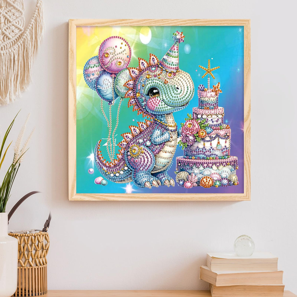 Diamond Art Painting Kits for Adults, 5D Special Shape Diamond Art Kits for Beginners, Crystal Rhinestones Diamond Art Painting for Home Wall Decoration Gift 12×12inch, Cake and Dinosaur AiYuanzsh