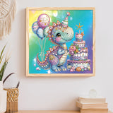 Diamond Art Painting Kits for Adults, 5D Special Shape Diamond Art Kits for Beginners, Crystal Rhinestones Diamond Art Painting for Home Wall Decoration Gift 12×12inch, Cake and Dinosaur AiYuanzsh