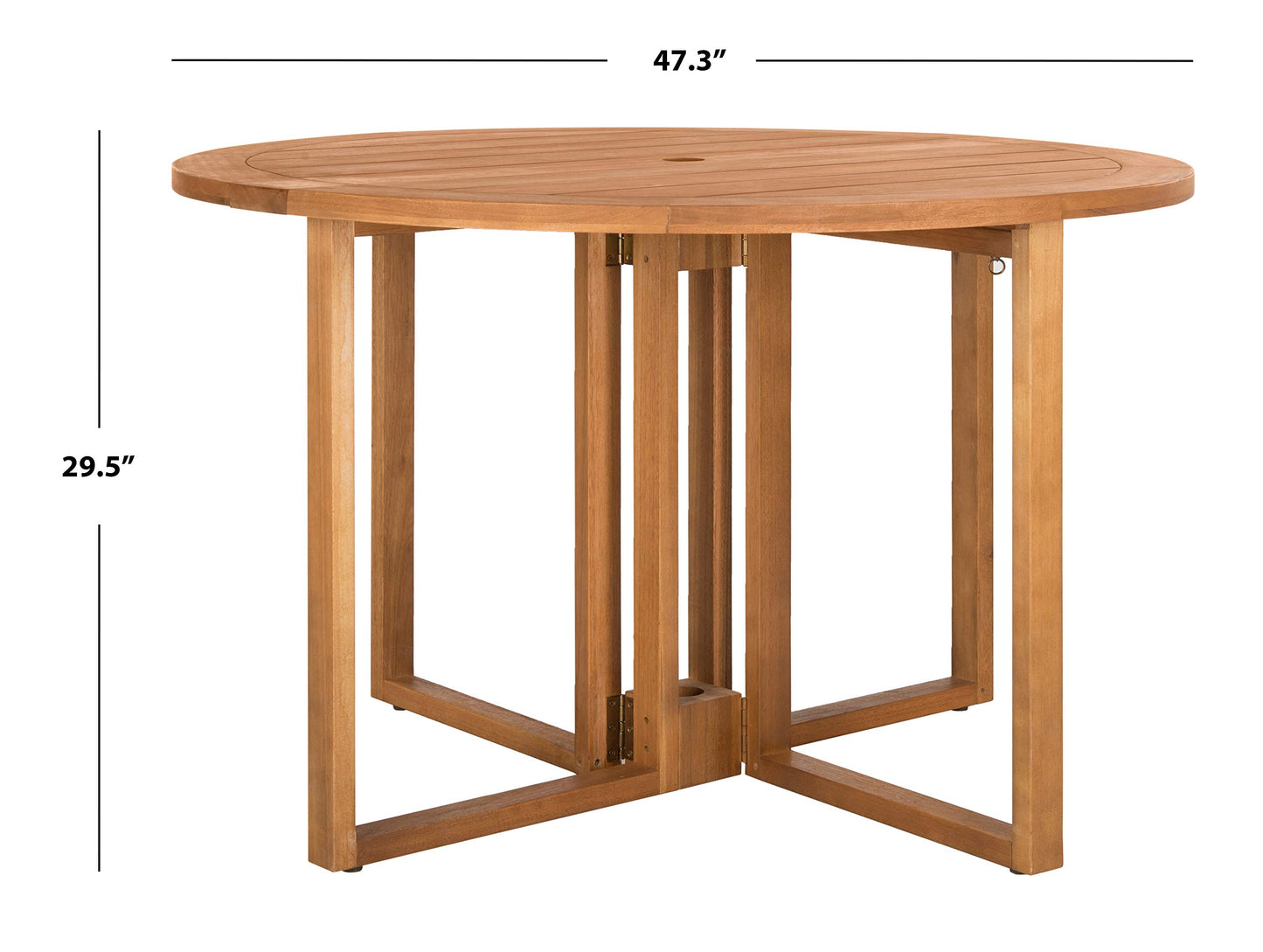 Safavieh PAT7036A Outdoor Collection Wales Teak Round 47.24" Dining Table - WoodArtSupply