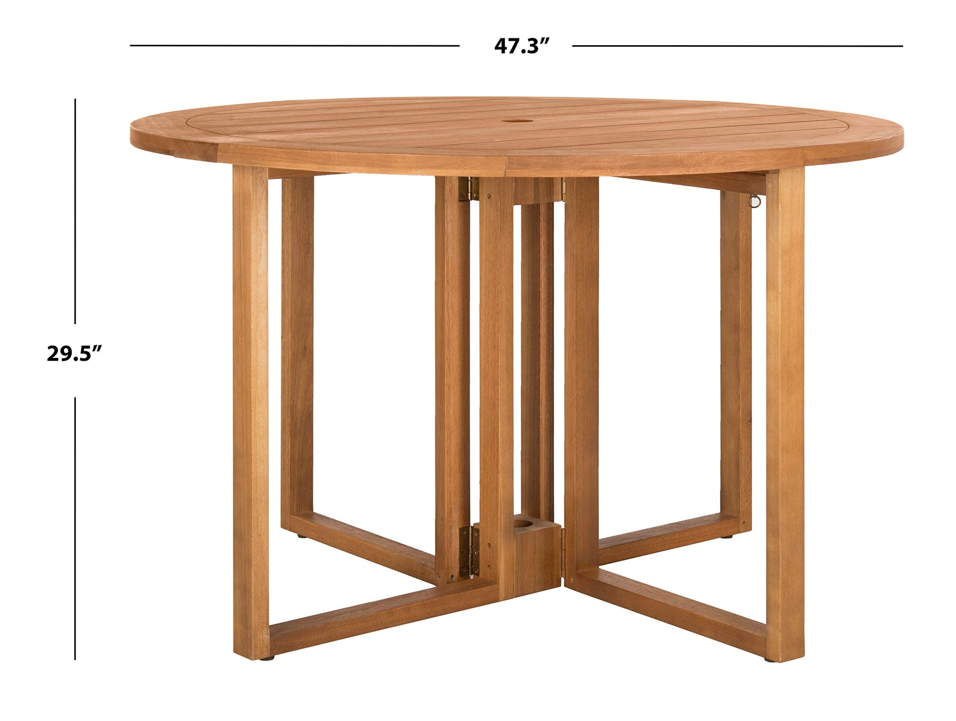 Safavieh PAT7036A Outdoor Collection Wales Teak Round 47.24" Dining Table - WoodArtSupply