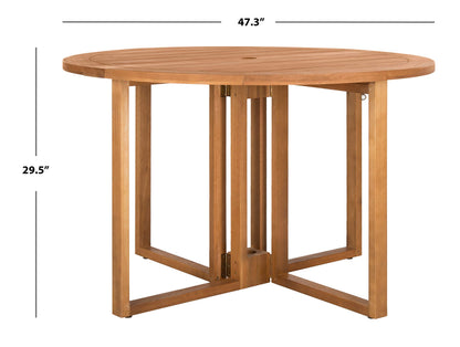 Safavieh PAT7036A Outdoor Collection Wales Teak Round 47.24" Dining Table - WoodArtSupply