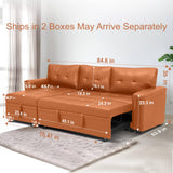 Naomi Home Transform Any Space: Sleeper Sectional Sofa with Convertible Sofa Bed & Inviting Chaise. Find Tranquil Comfort with Stress-Relieving Design & Durable Cushions - Caramel,Air Leather Naomi Home