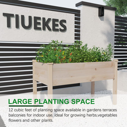 Tiuekes Raised Garden Bed 48.5x24.4x30 Inch, Elevated Wood Planter Box with Legs for Vegetable Flower Herb Outdoors Backyard, Patio, Balcony with Liner (Natural Wood)