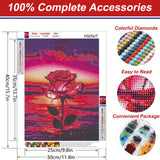 HSENJT Rose Diamond Art Painting Kits for Adults Beginners,Flowers DIY 5D Diamond Art Kits,Beach Diamond Art Painting for Home Wall Decor (30x40cm/11.8X15.7inch) HSENJT