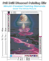 KINPLUB 5D Diamond Painting Kits for Adults Beginners, Sea Moon Diamond Art Kits for Adults, DIY Full Drill Round Diamond Dots, Home Wall Decor 12x16 Inch KINPLUB