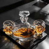 KANARS Crystal Whiskey Decanter Set, 27 Oz Emperor Decanter with Old Fashioned Glasses for Liquor Bourbon Scotch Tequila Snifter, Unique Christmas Gifts for Men Dad Grandpa Brother Adult KANARS