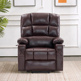 MCombo Medium Lay Flat Dual Motor Power Lift Recliner Chair Sofa with Massage and Heat for Elderly People, Infinite Position, Faux Leather 7679 (Dark Brown, Medium) MCombo