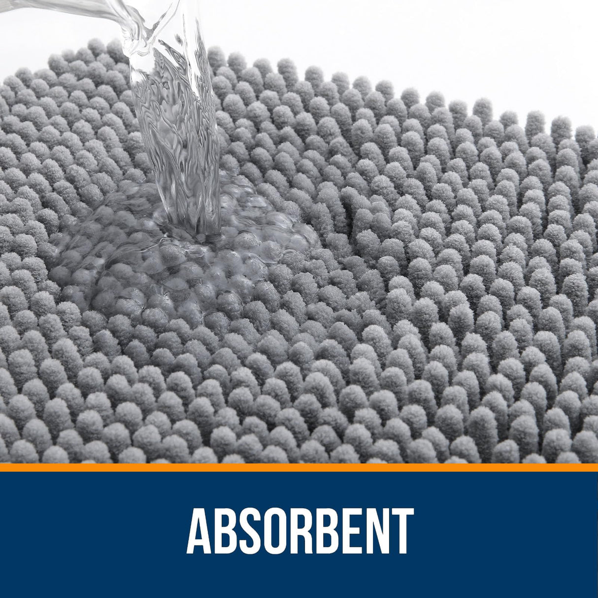 OLANLY Bathroom Rugs 30x20, Extra Soft Absorbent Chenille Bath Rugs, Rubber Backing Quick Dry, Machine Washable Bath Mats for Bathroom Floor, Tub and Shower, Home Decor Accessories, Grey OLANLY