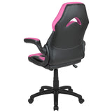 Flash Furniture X10 High-Back LeatherSoft Racing Style Gaming Chair with Flip-Up Arms, Ergonomic Padded Swivel Computer Chair, Pink/Black Flash Furniture