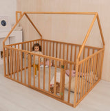 BUSYWOOD Floor Bed Frame for Kids - Montessori Floor Bed with Rails - Floor Bed for Boy - Girl Bed - Kid Bed Frame - Floor Bed Frame Toddler (Model 21) BUSY WOOD