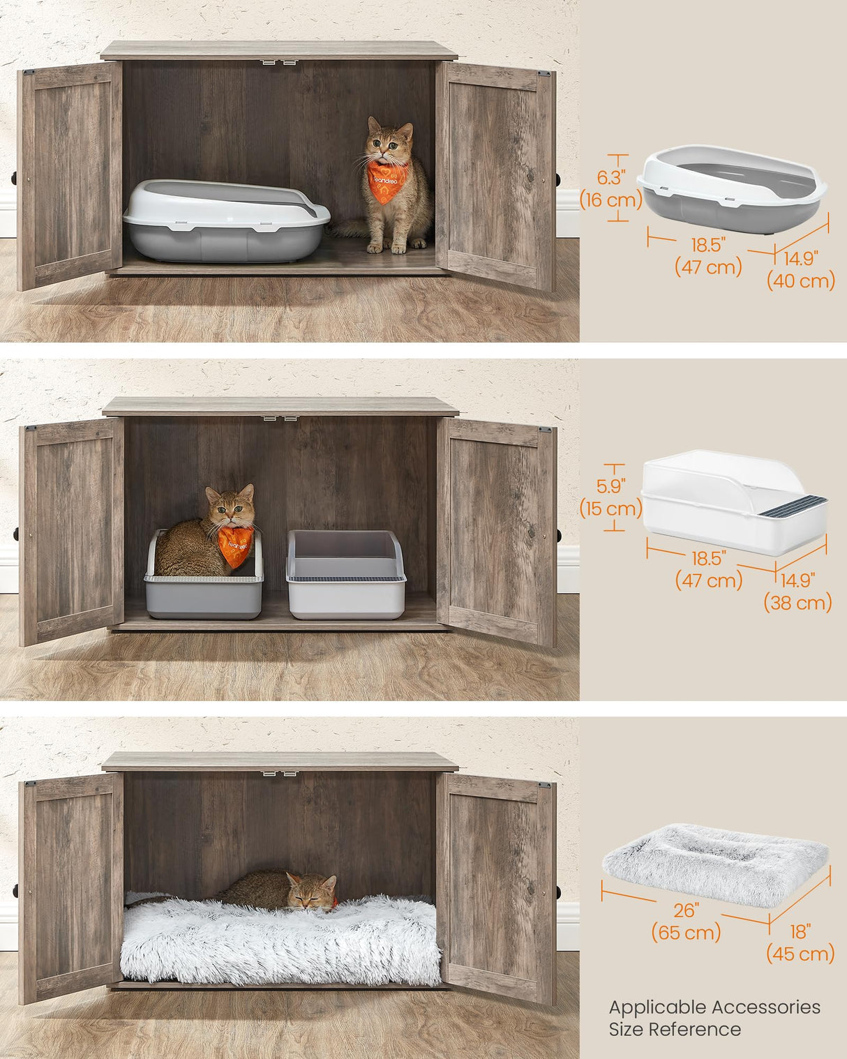 Feandrea Cat Litter Box Enclosure, Litter Box Furniture Hidden, Indoor Cat House, End Table, 27.6 x 19.7 x 19.7 Inches, Heather Greige UPCL022K01 Feandrea