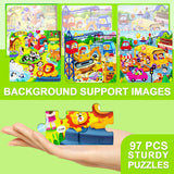 Magnetic Puzzles for Kids Ages 4-8, 3 in 1 Cartoon Jigsaw Puzzle Book, Kids Travel Puzzles Toys, Preschool Learning Toy for Kids 3-8 Year (Green Zoo) EREBADI
