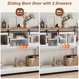 Whalefall Visual Console Table with Power Outlets, 46" Farmhouse Entryway Table with Storage, Narrow Long Sofa Table with LED Light for Living Room, Hallway, Behind Couch Whalefall