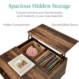 Best Choice Products Square Lift Top Coffee Table, Wooden Rustic Modern Multifunctional Accent Table for Living Room w/Hidden Storage, Cubby, Non-Scratch Pads - Brown Best Choice Products