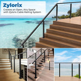 Zylorix 36" SS316 Cable Railing Post Level Drilled for Coastal Indoor Outdoor, 35"x2"x2" Stainless Steel Adjustable Top Post with Cable Grommets, DIY Cable Railing for Wood Concrete Deck, Black Zylorix