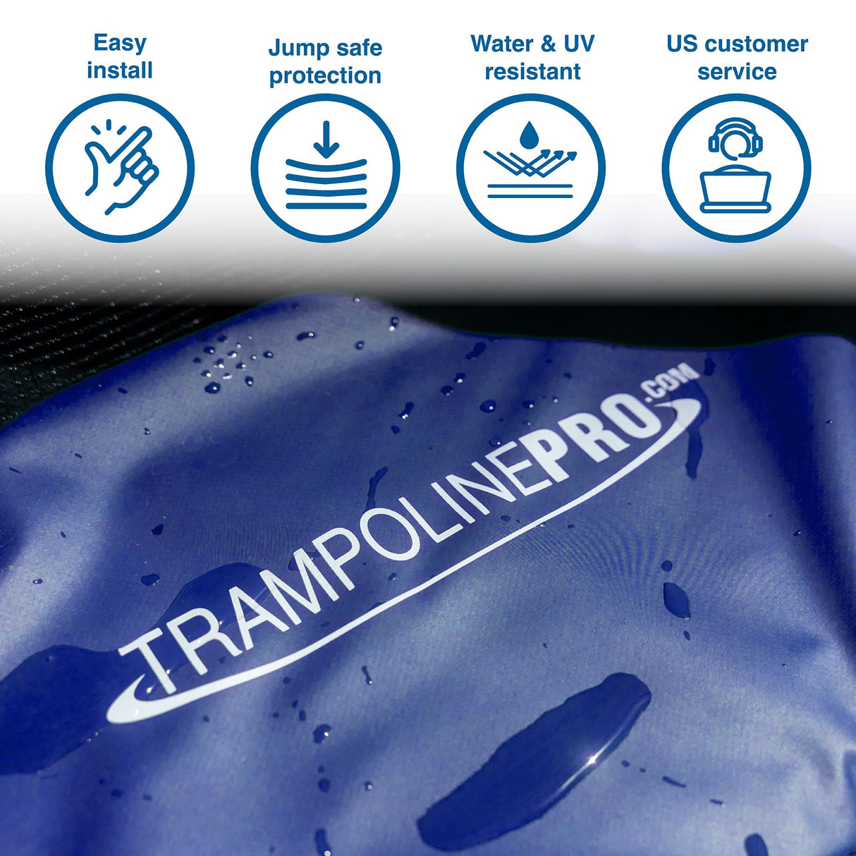 Trampoline Pro Trampoline Replacement Pad for 14 ft Frames Easy Install Water Resistant Trampoline Accessories Spring Cover UV and Cold Crack Resistant Trampoline Replacement Safety Pad (Blue 14 FT) Trampoline Pro