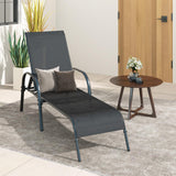 Giantex Patio Lounge Chair, Outdoor Chaise Lounge with 5 Adjustable Backrest, Sturdy Steel Frame, Sunbathing Recliner, Beach Chair, Tanning Chair for Outside, Yard, Balcony, Pool Chairs, Black Giantex