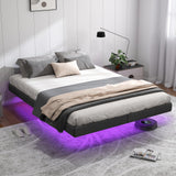 Floating Queen Bed Frame with LED Lights & Under-Bed Storage by RVONOW RVONOW
