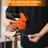 Parrior Cordless Jig Saw, 20V Electric Jigsaw with 2.0AH Battery and Charger Max Cutting Depth of Wood and Metal 80mm/5mm, 2700RPM, Jigsaw Tool Kit for Wood, Metal and Plastic Cutting PARRIOR
