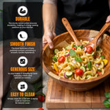 Acacia Wooden Salad Bowl with 2 Serving Spoons – Large Wood Fruit Bowl, Perfect for Salad, Popcorn, and Pasta, Ideal Housewarming Gifts for New Home, Rustic Wooden Serving Bowl Set Shalinindia