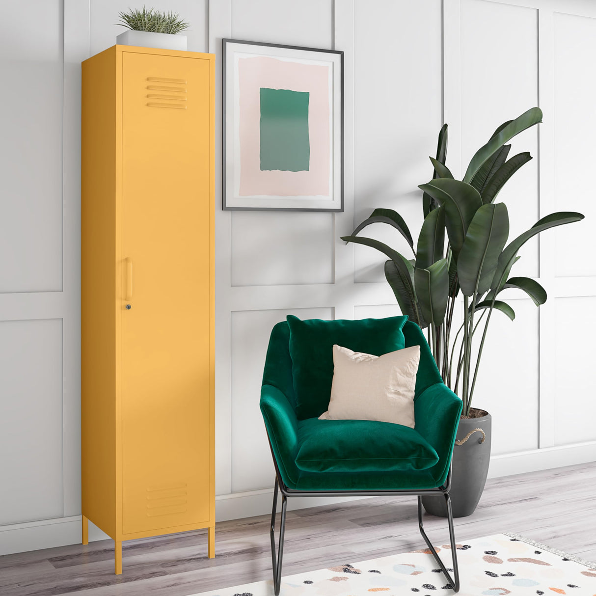 Novogratz Cache Single Metal Locker Storage, Yellow Cabinet Novogratz