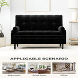 Majnesvon 55" Modern Corduroy Sofa Bed Futon,3-in-1 Convertible Pull Out Sleeper Couch Bed with Adjustable 3 Backrest,Folding Small Loveseat for Living Room Bedroom RV Office (Black) Majnesvon