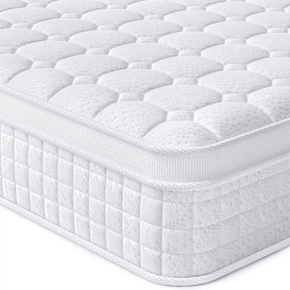 Vesgantti 12 Inch Multilayer Hybrid California King Mattress - Multiple Sizes & Styles Available, Ergonomic Design with Memory Foam and Pocket Spring, Medium Firm Feel, White