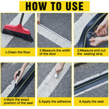 Pangda 30 ft Universal Garage Door Bottom Threshold Seal Strip Weather Stripping Replacement Rubber Waterproof DIY Weatherproof Garage Door Threshold Seal Strip, Not Include Sealant, Black Pangda