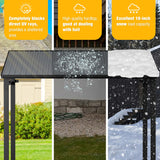EBE 10' x 8' Hardtop Gazebo, Lean to Gazebos Outdoor Pergola with Galvanized Steel Roof, Wall Mounted Gazebo Pergola, Metal Awning for Patio, Decks, Backyard EBE